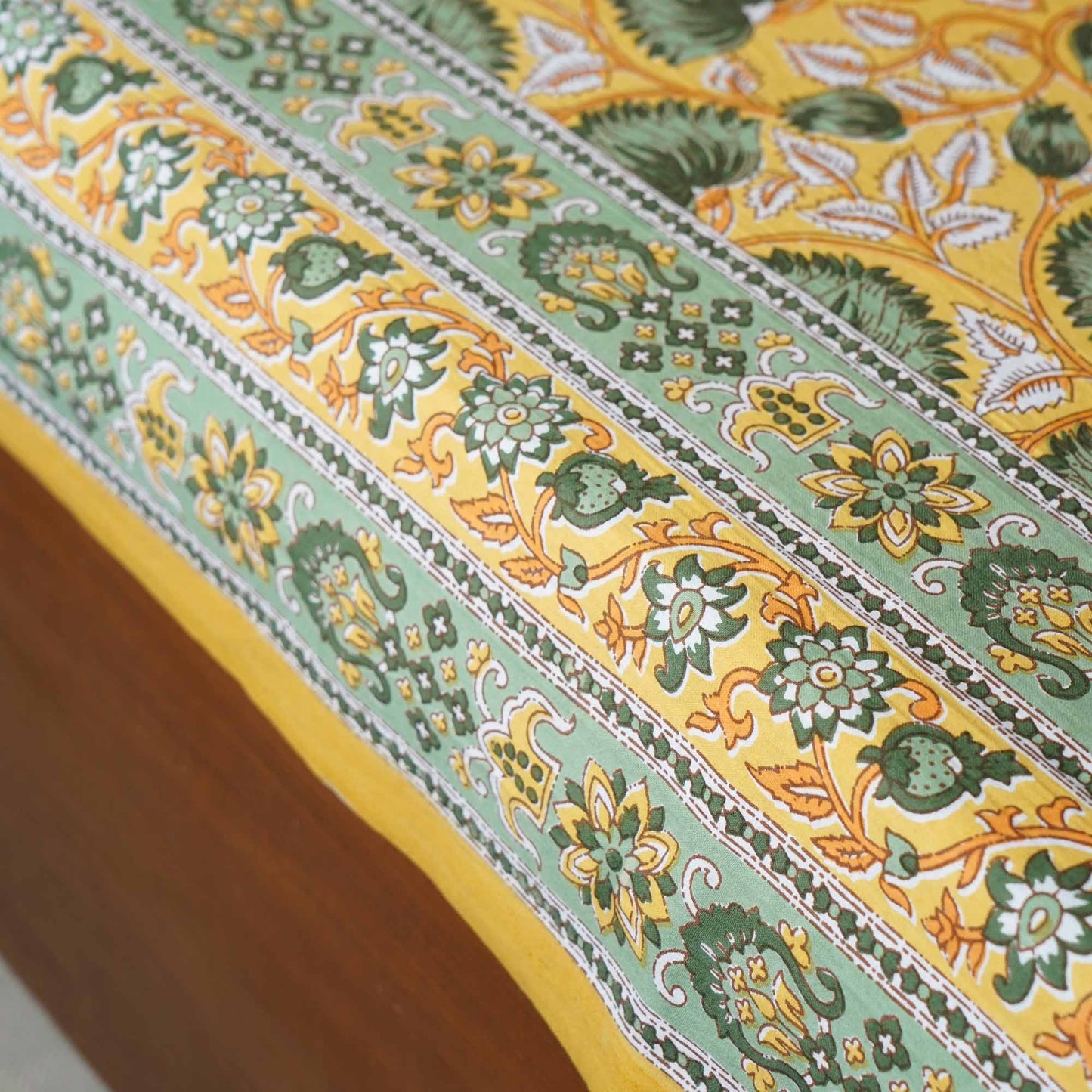 Begum - Yellow - Flat I Fitted Bedsheet (90 x108 Inches)