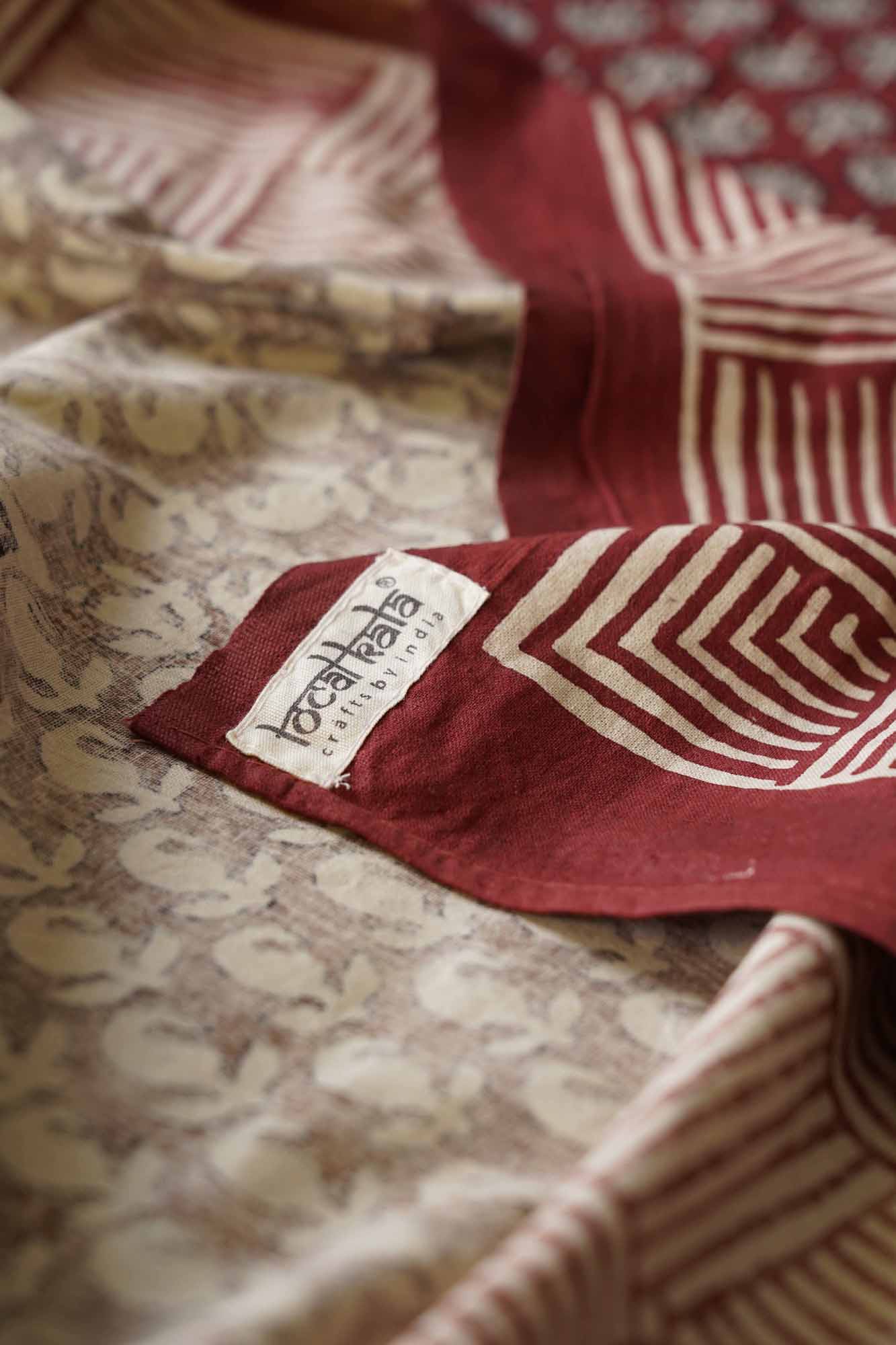 Kalamkari – Maroon – Single Bed (60x90) I Flat I Fitted Bedsheet (90x108 Inches)