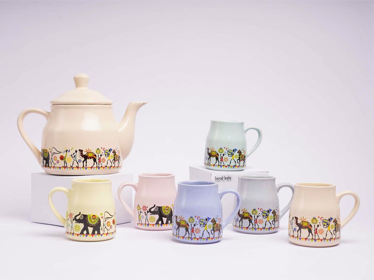 Candy Floss Tea Set with Teapot - Set of 7