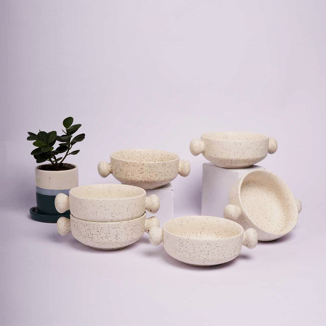 Ivory Handle Bowls - Matte Finished