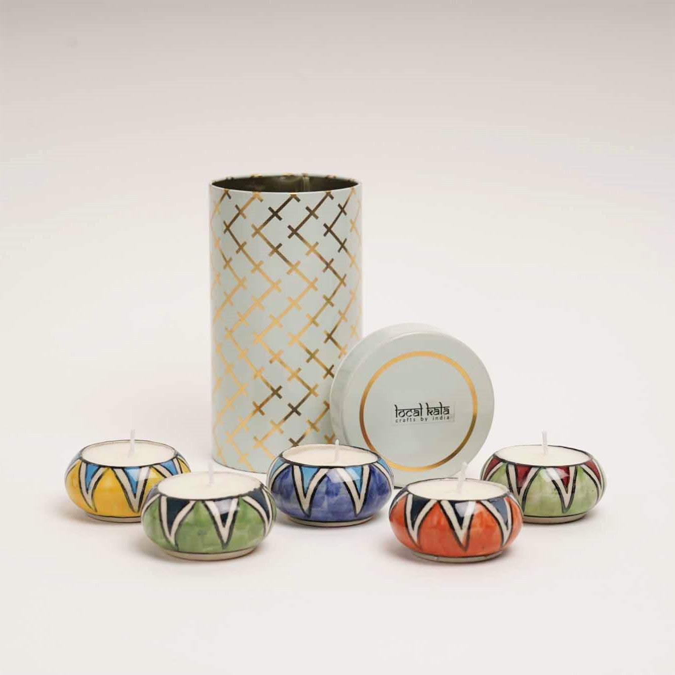 Scented Tea Lights Gift Hamper - Set of 5 with an Air tight jar