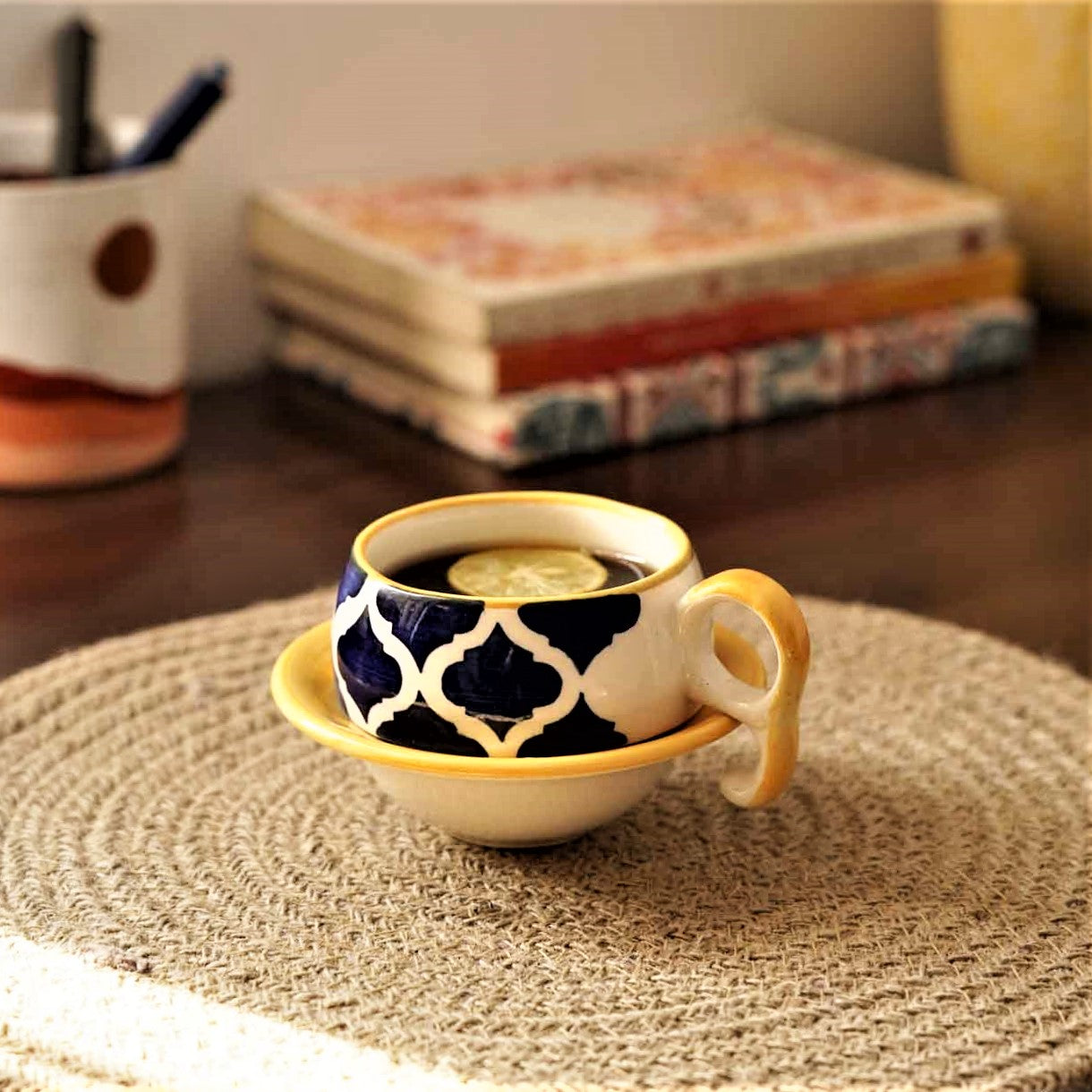 Moroccan Aladdin's Tea Set - Set of 6 Tea Cups & 6 Saucers