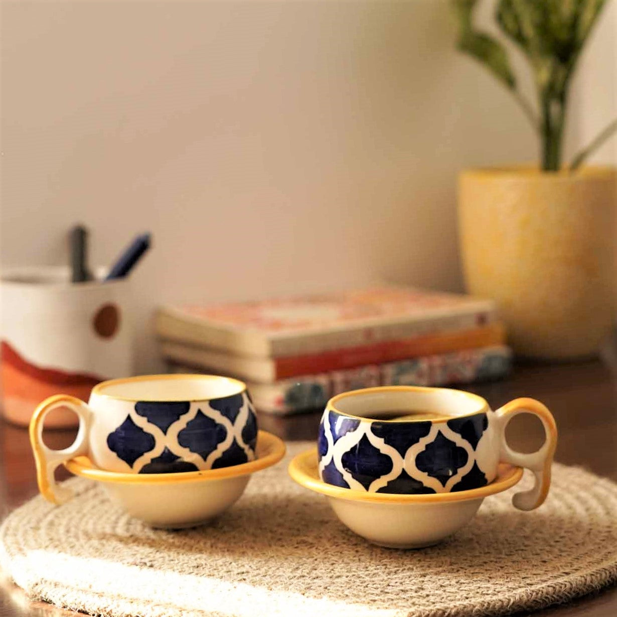 Moroccan Aladdin's Tea Set - Set of 6 Tea Cups & 6 Saucers