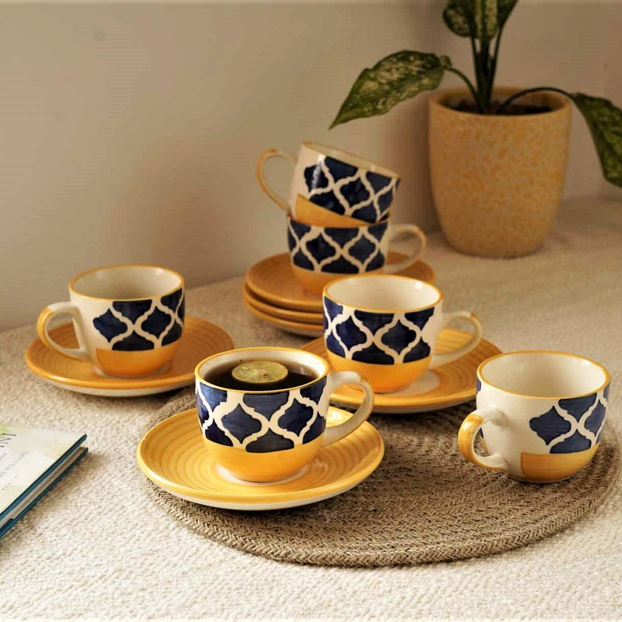 Moroccan Tea Set - Set of 6 Tea Cups & 6 Saucers