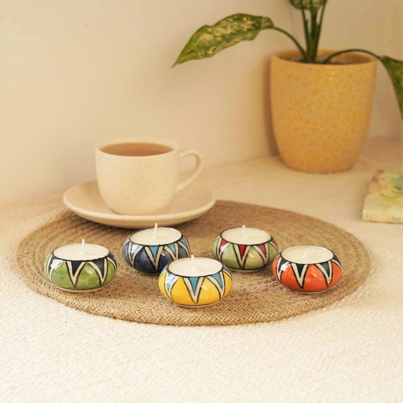 Scented Tea Lights Gift Hamper - Set of 5 with an Air tight jar