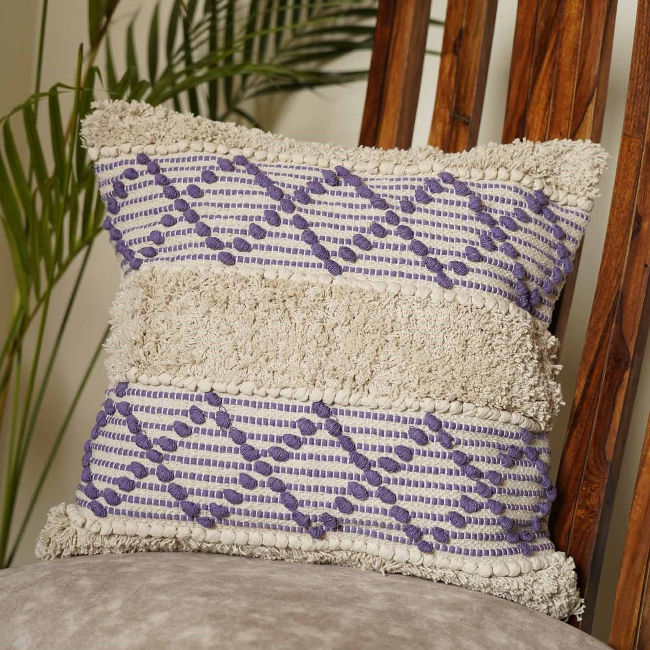 Boho Vibe – Lavender and Pink Tufted Cushion Covers