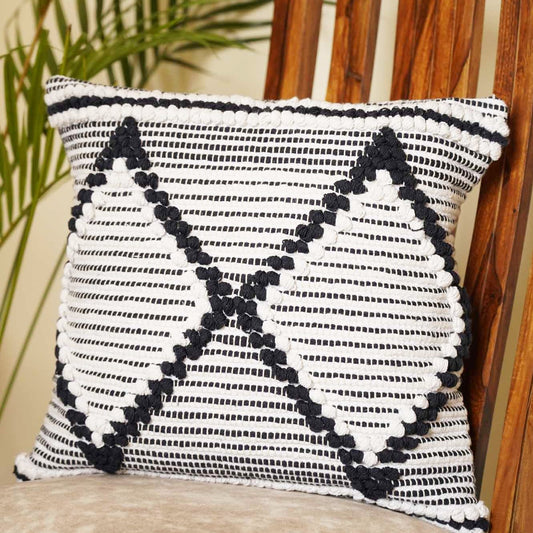 Boho Vibe - Black and White Diamond Cushion Cover
