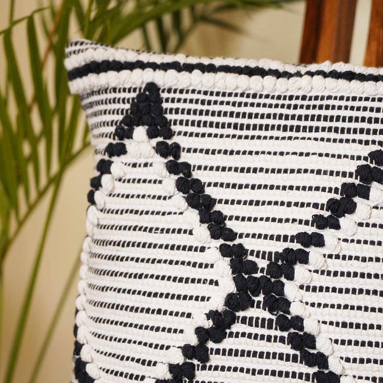 Boho Vibe - Black and White Diamond Cushion Cover
