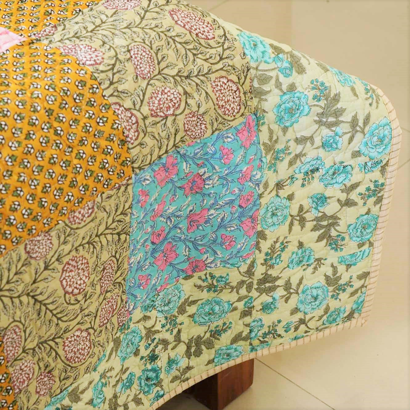 Rangeela - A Patchwork Reversible Quilted Bedcover I Comforter