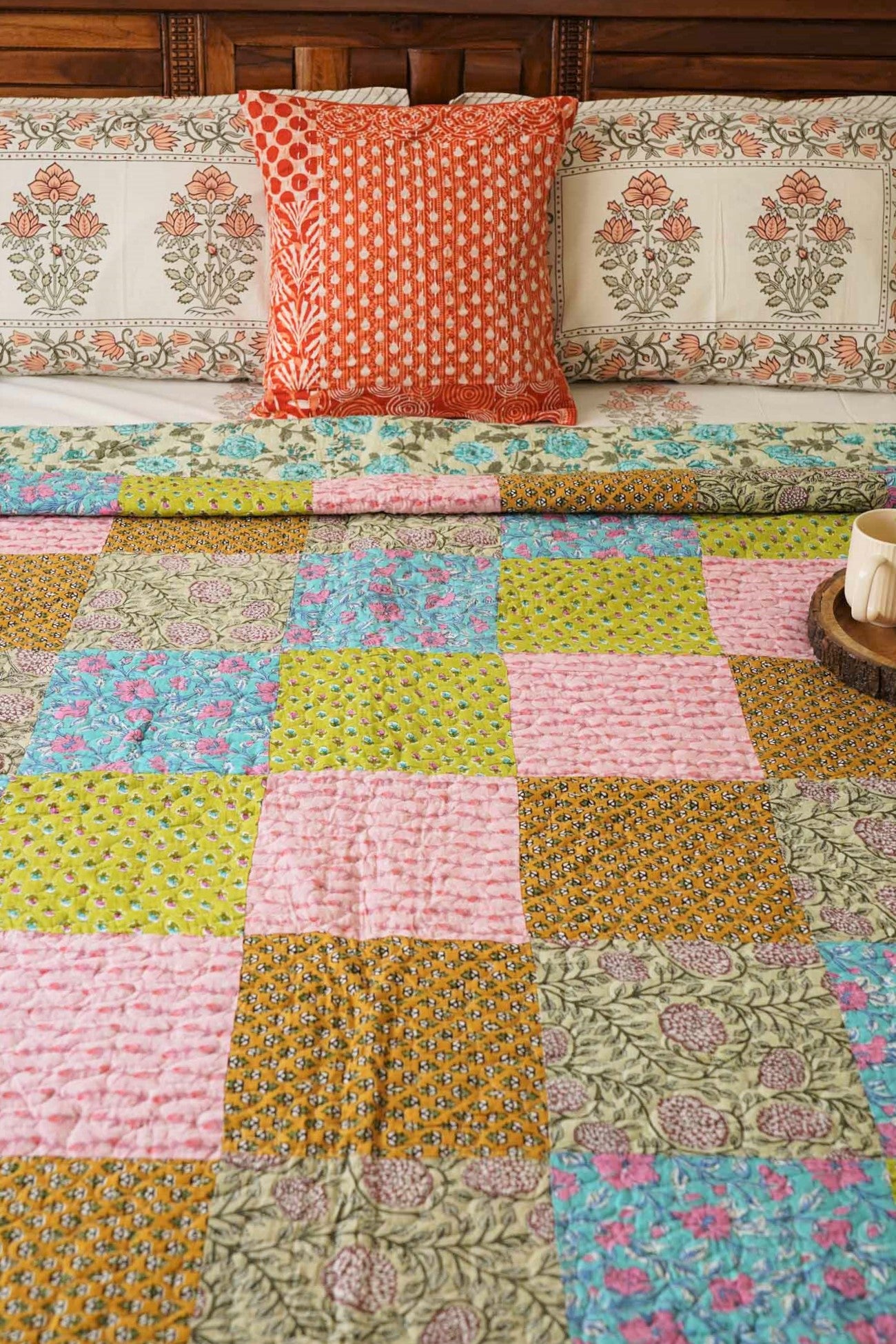 Rangeela - A Patchwork Reversible Quilted Bedcover I Comforter