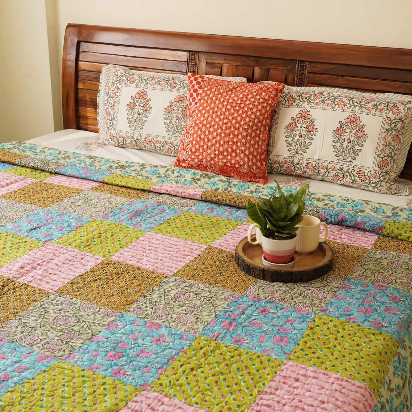 Rangeela - A Patchwork Reversible Quilted Bedcover I Comforter