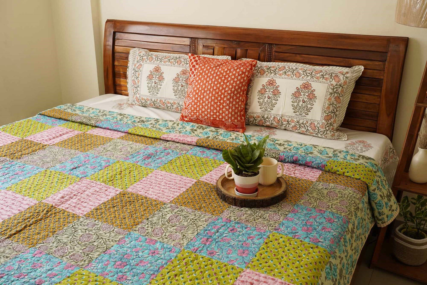 Rangeela - A Patchwork Reversible Quilted Bedcover I Comforter