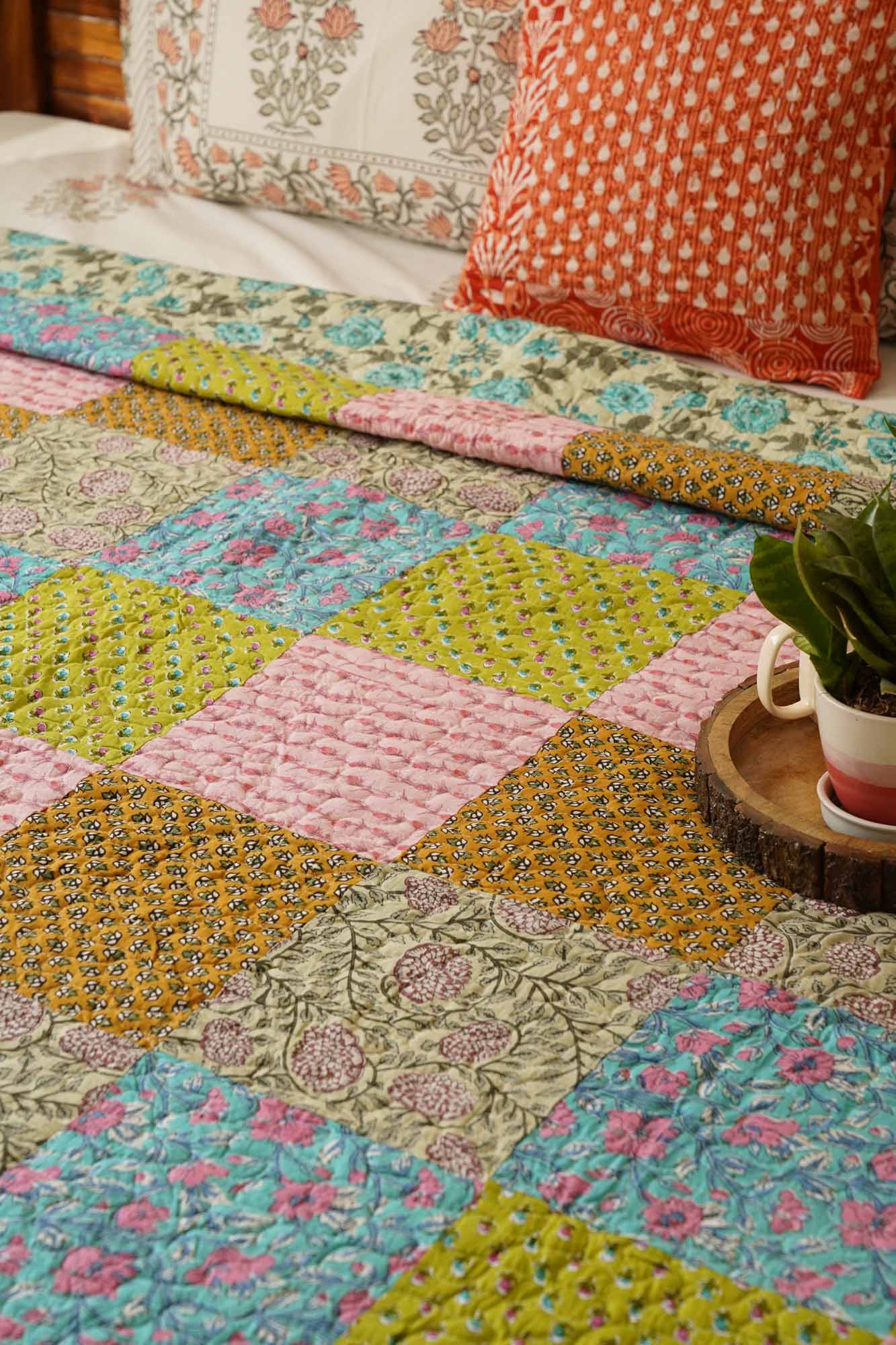 Rangeela - A Patchwork Reversible Quilted Bedcover I Comforter
