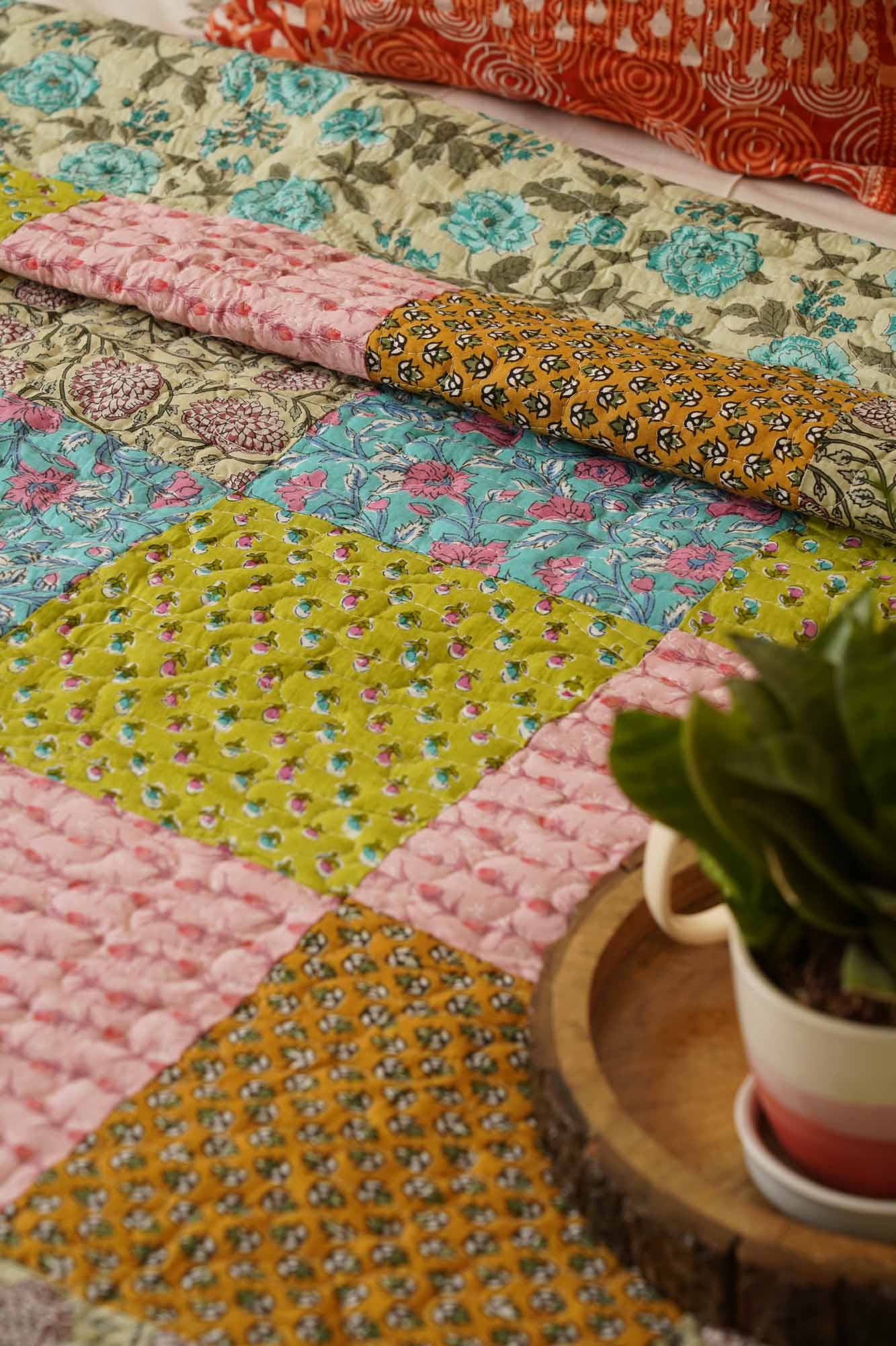 Rangeela - A Patchwork Reversible Quilted Bedcover I Comforter