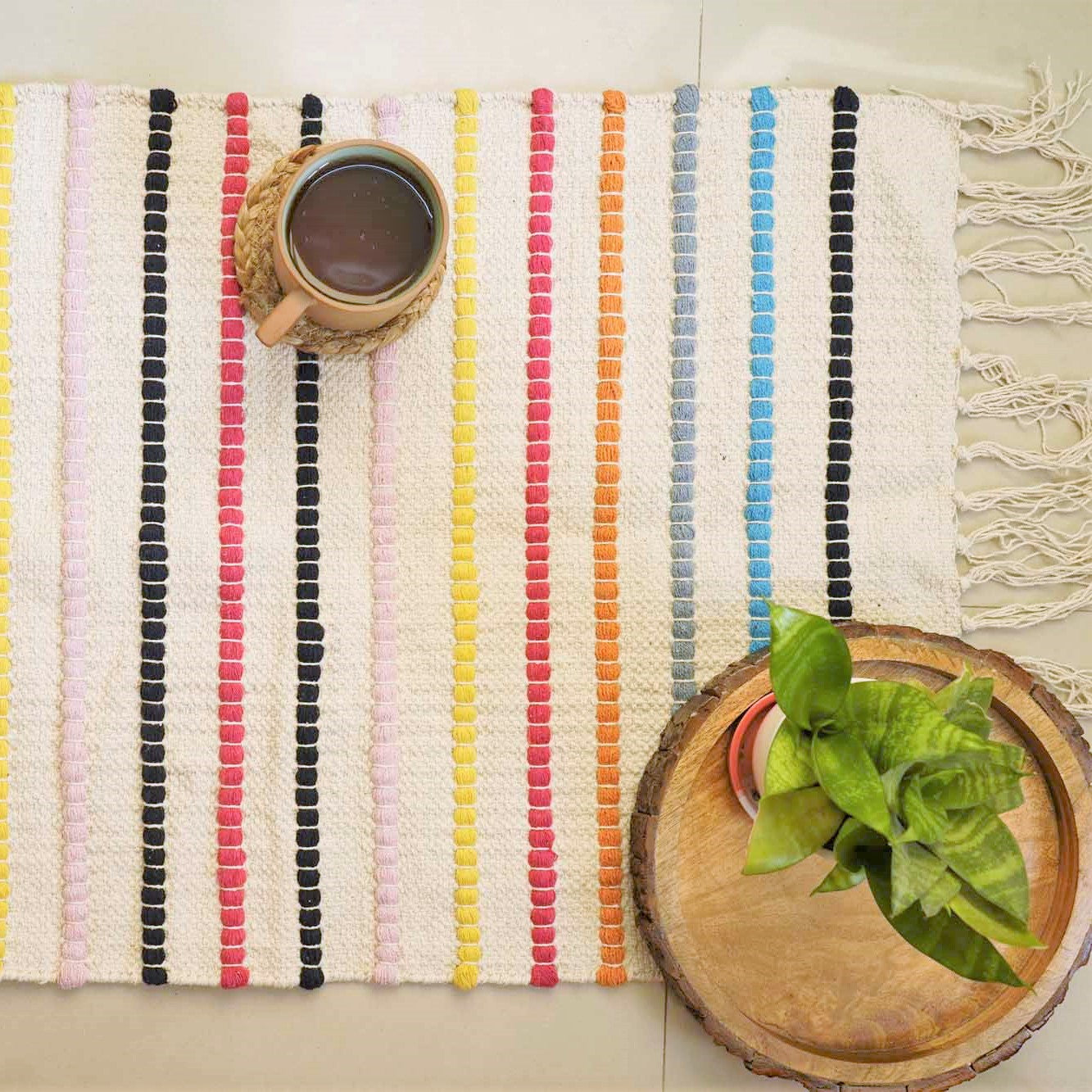 Joyful Jam Handloom Rug I Dhurrie