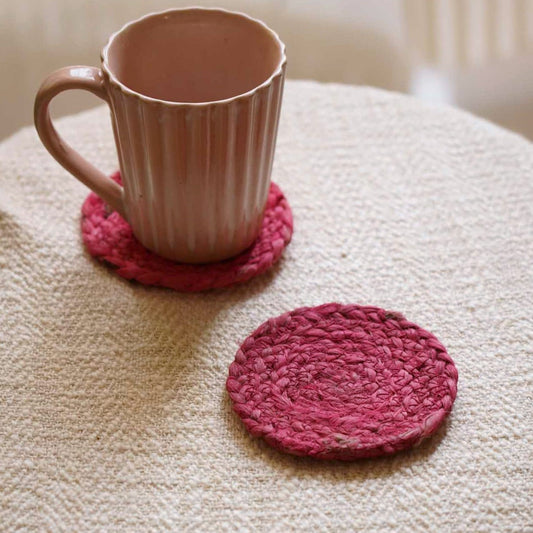 Jute Pink Coasters - Set of 2