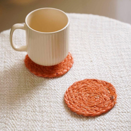 Jute Orange Coasters - Set of 2