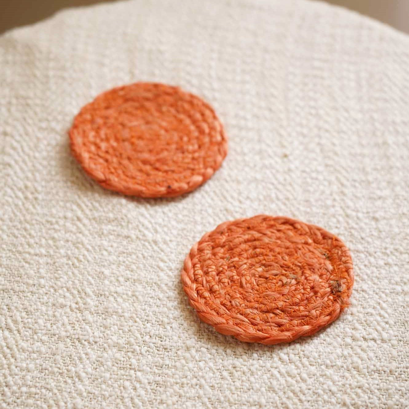 Jute Orange Coasters - Set of 2