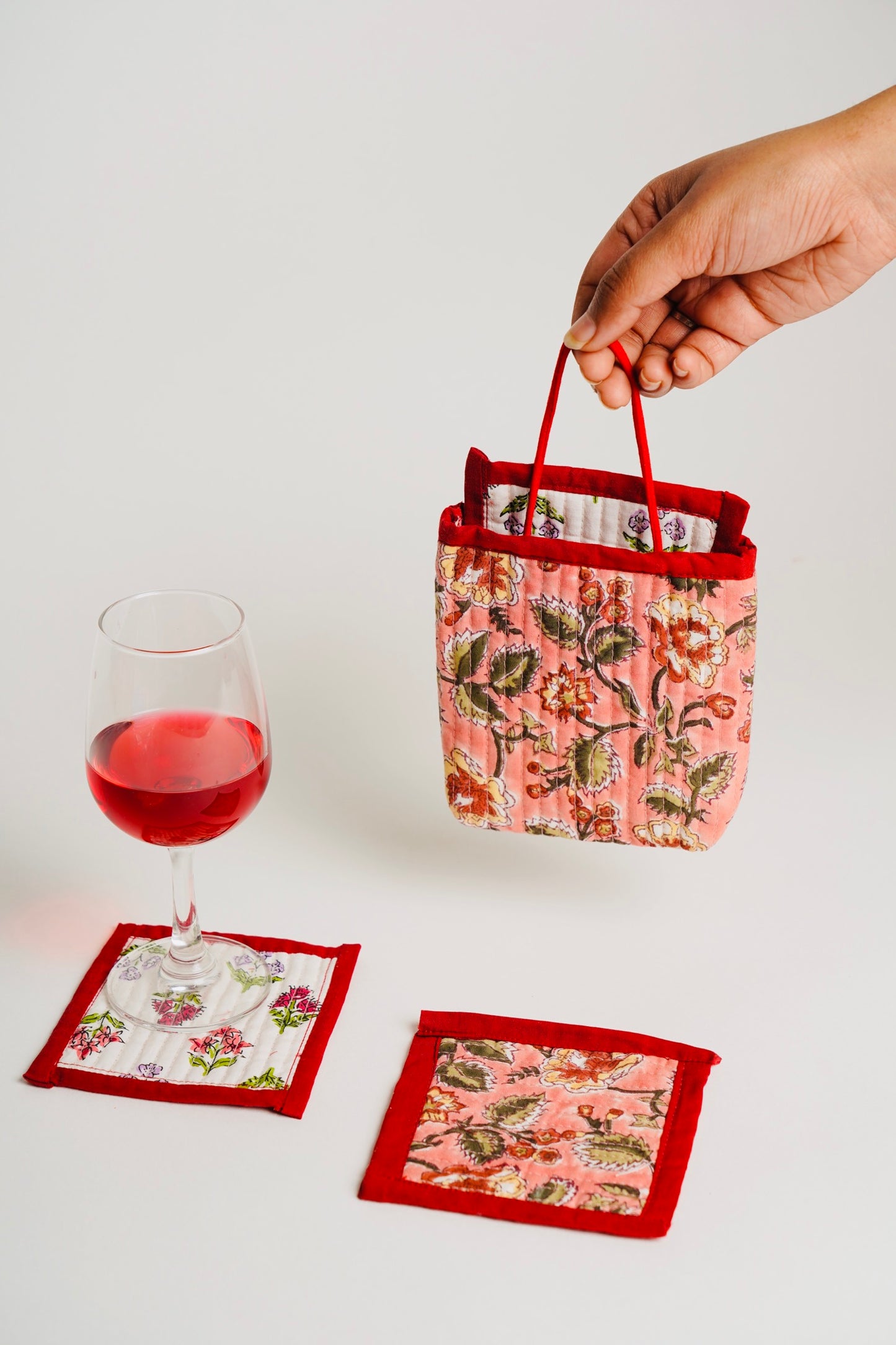 Zero Waste Fabric Coasters - Set of 6 with Pouch