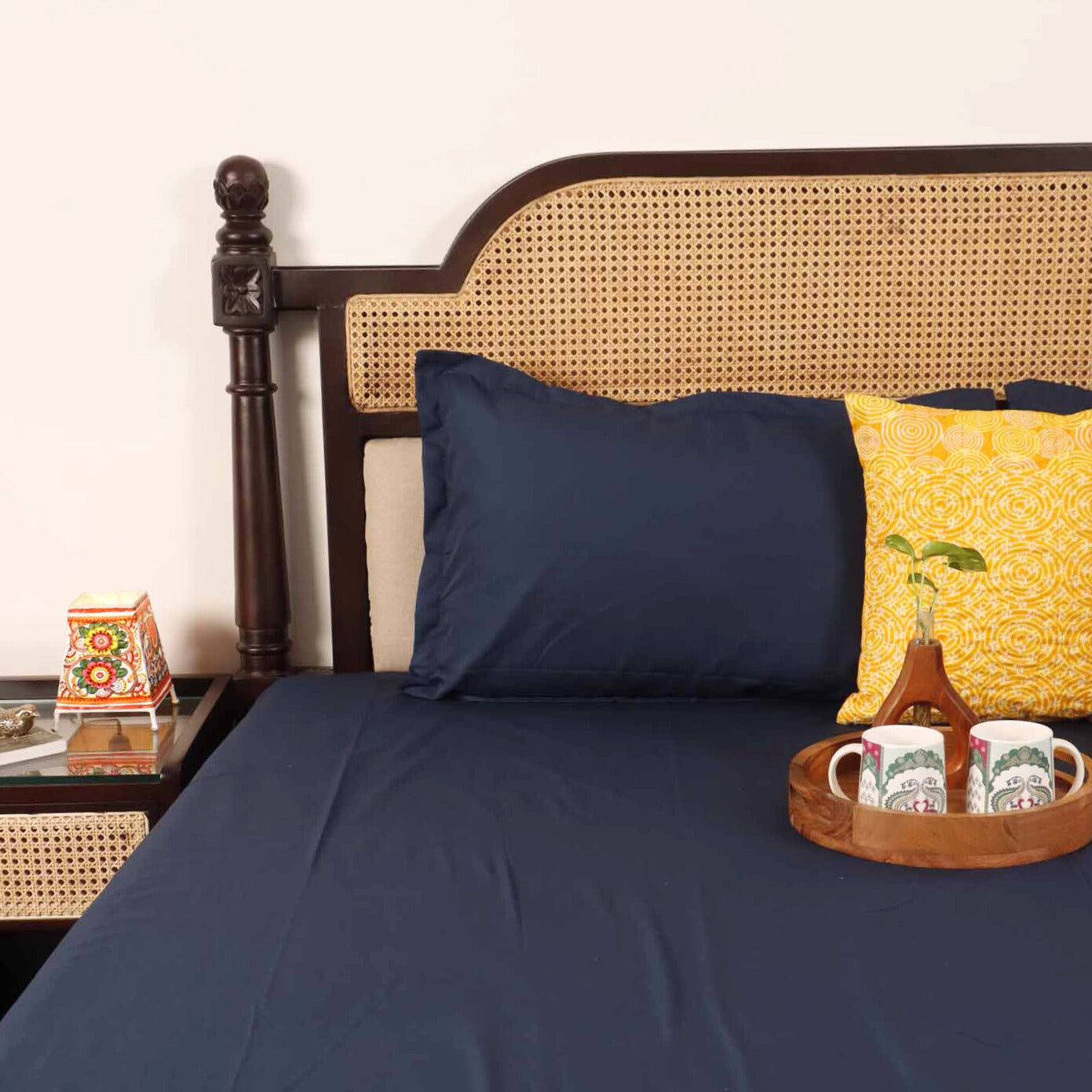 Solids - Blue - Flat I Fitted Percale Cotton Bedsheet (108x108 Inches)