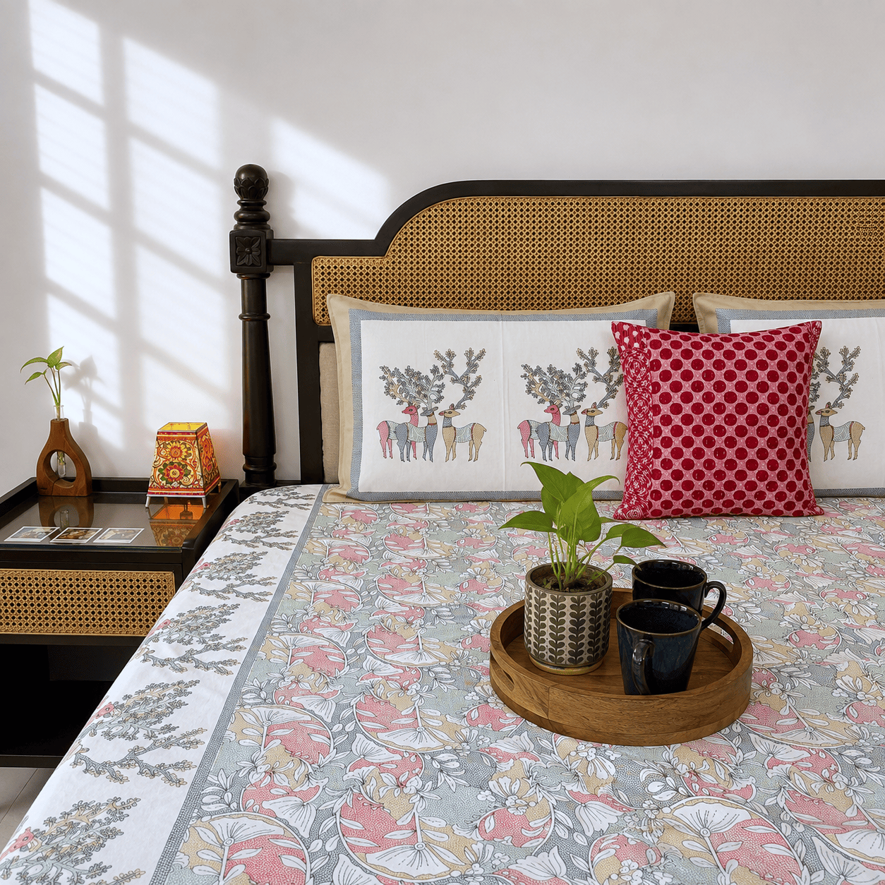 Hiran Pink - Flat I Fitted Bedsheet (90x108 Inches)