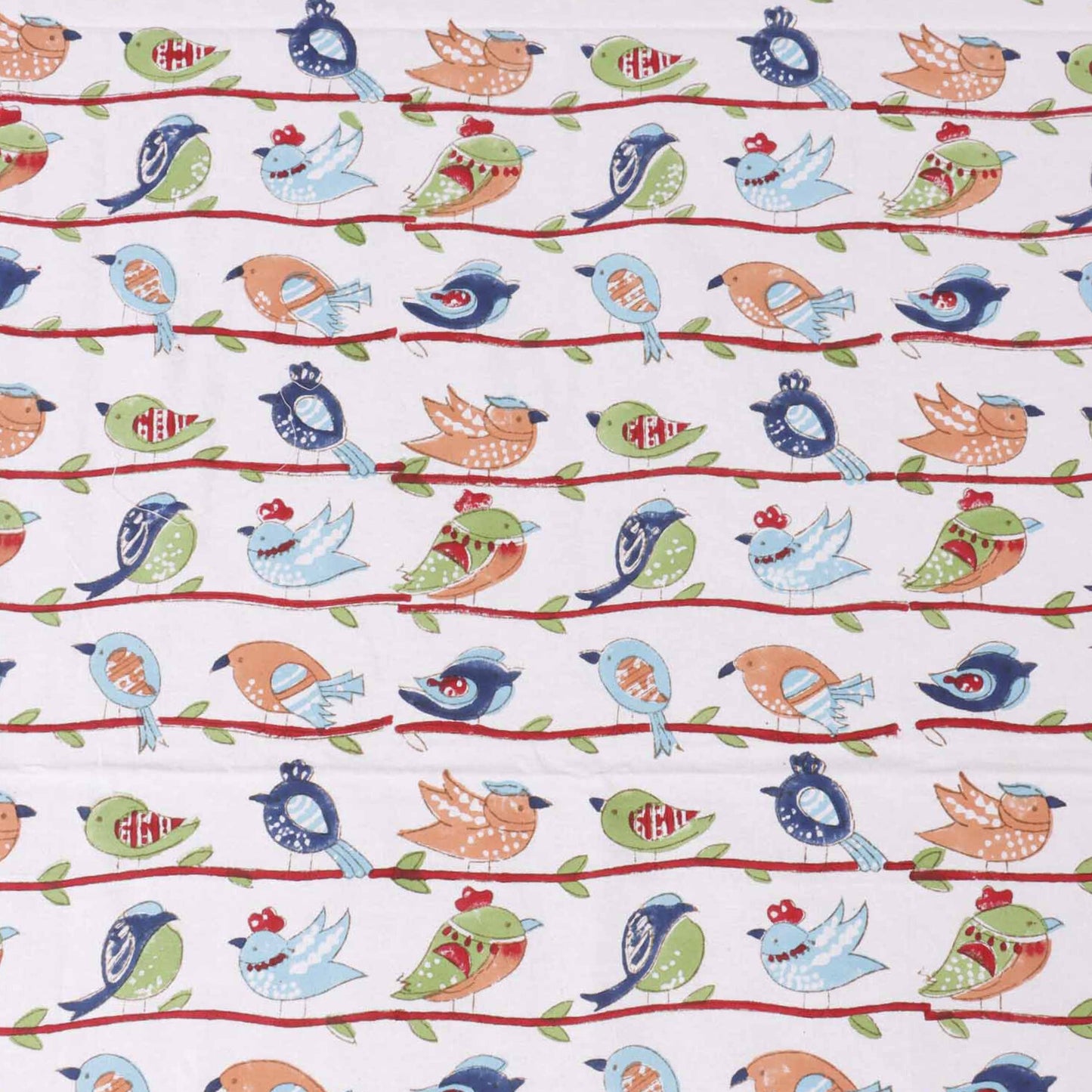 Chidiya Ghar - Hand block Bedsheet (108x108 Inches)