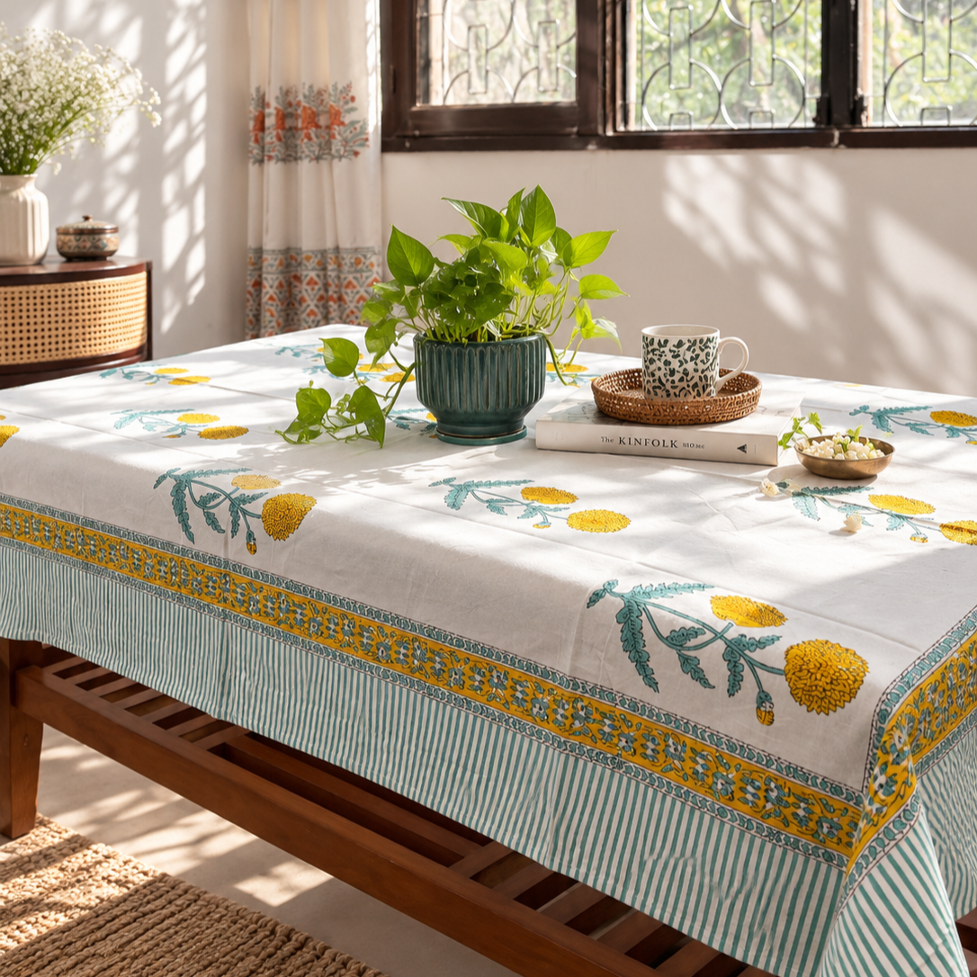 Genda - Hand Block Printed Center Table Cover