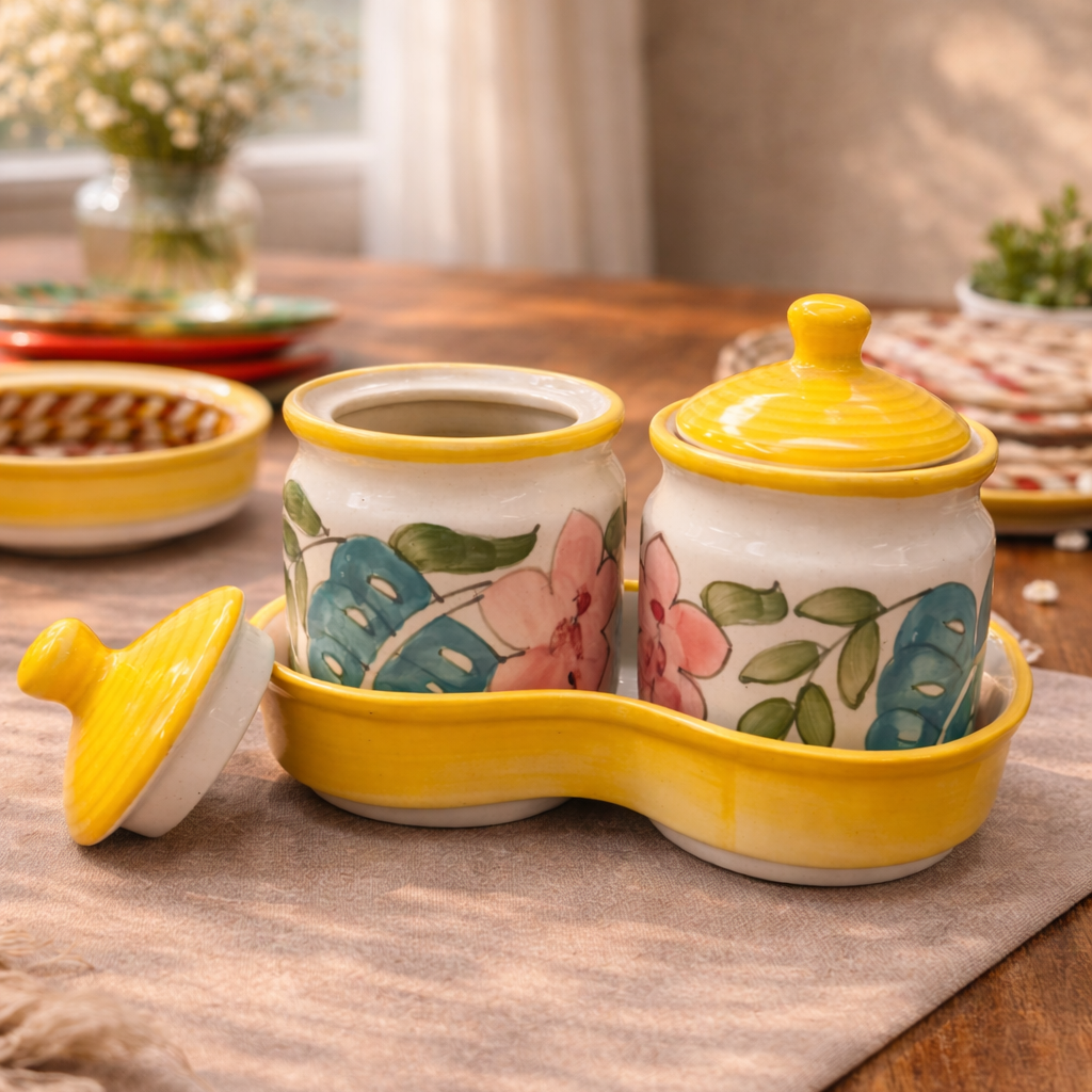 Buy decorative ceramic pickle jar set