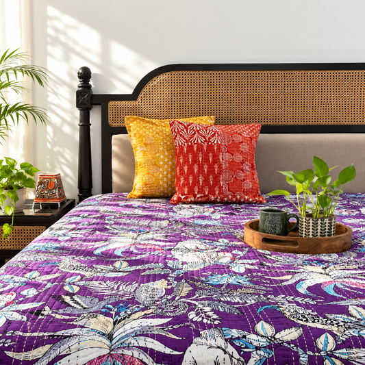 Jamun - Kantha Stitch Bedcover