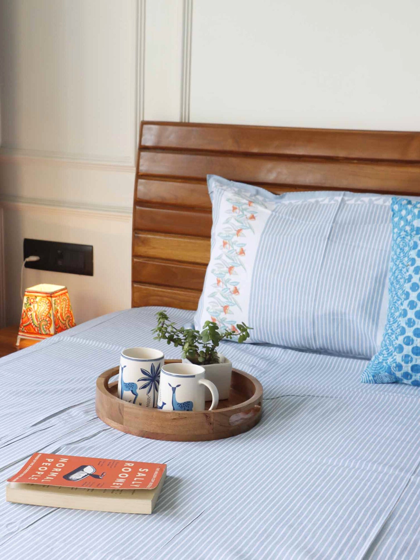 Sadagi Blue - Flat I Fitted Bedsheet (108x108 Inches)