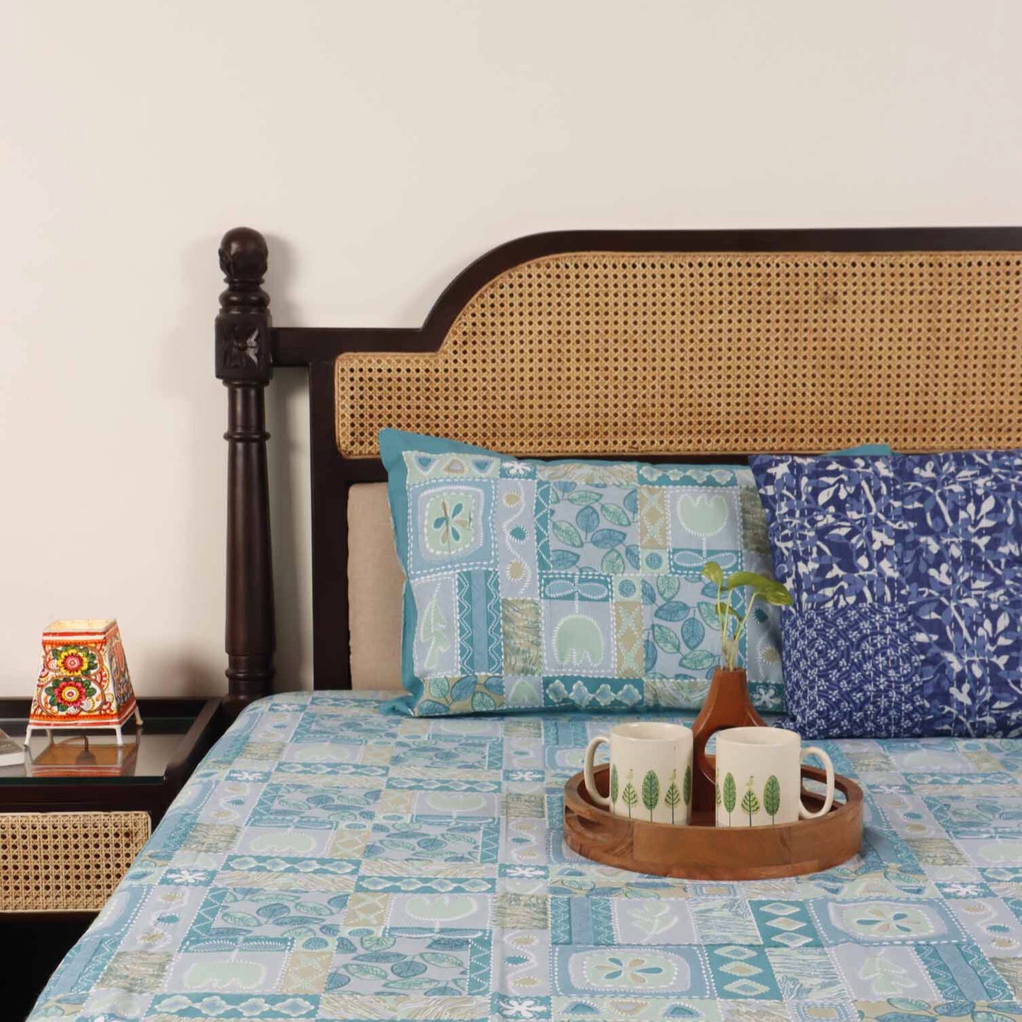 Abstract Blue - Flat I Fitted Bedsheet (100x108 Inches)