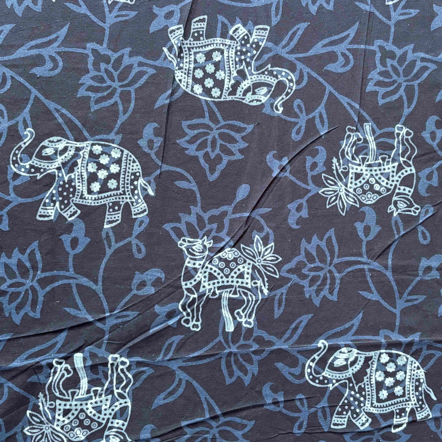 Indigo Elephant -Flat I Fitted Bedsheet (90x108 Inches)