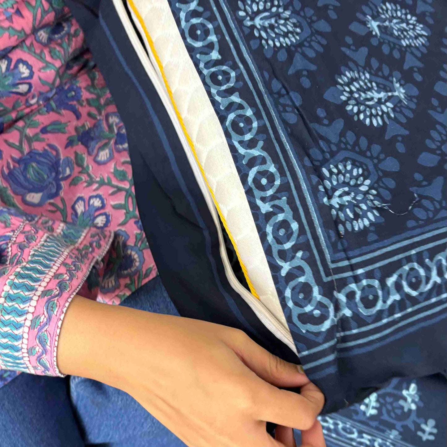 Indigo Tree - Flat I Fitted Bedsheet (90x108 Inches)