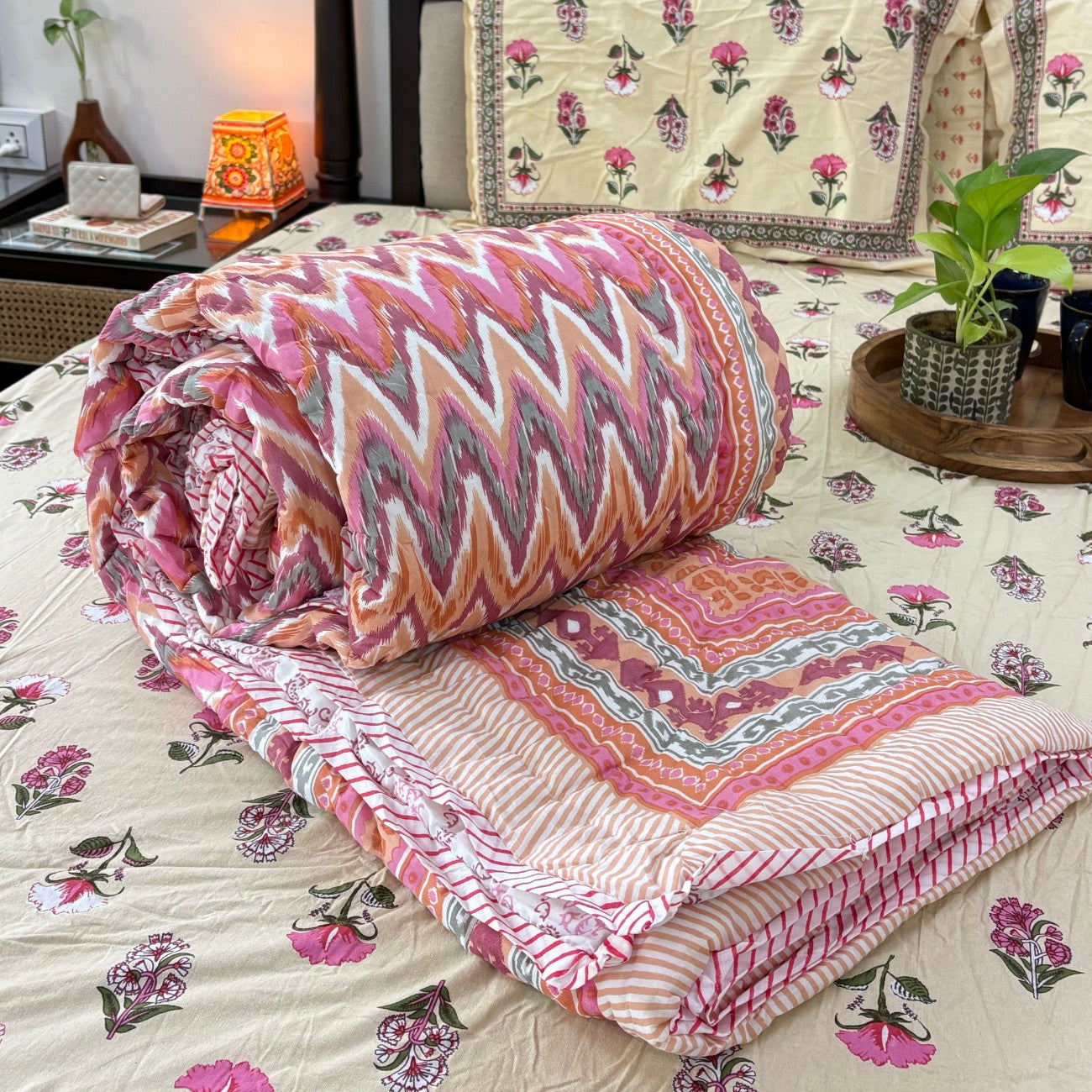 Niyati Pink- Double Bed Razai/ Comforter