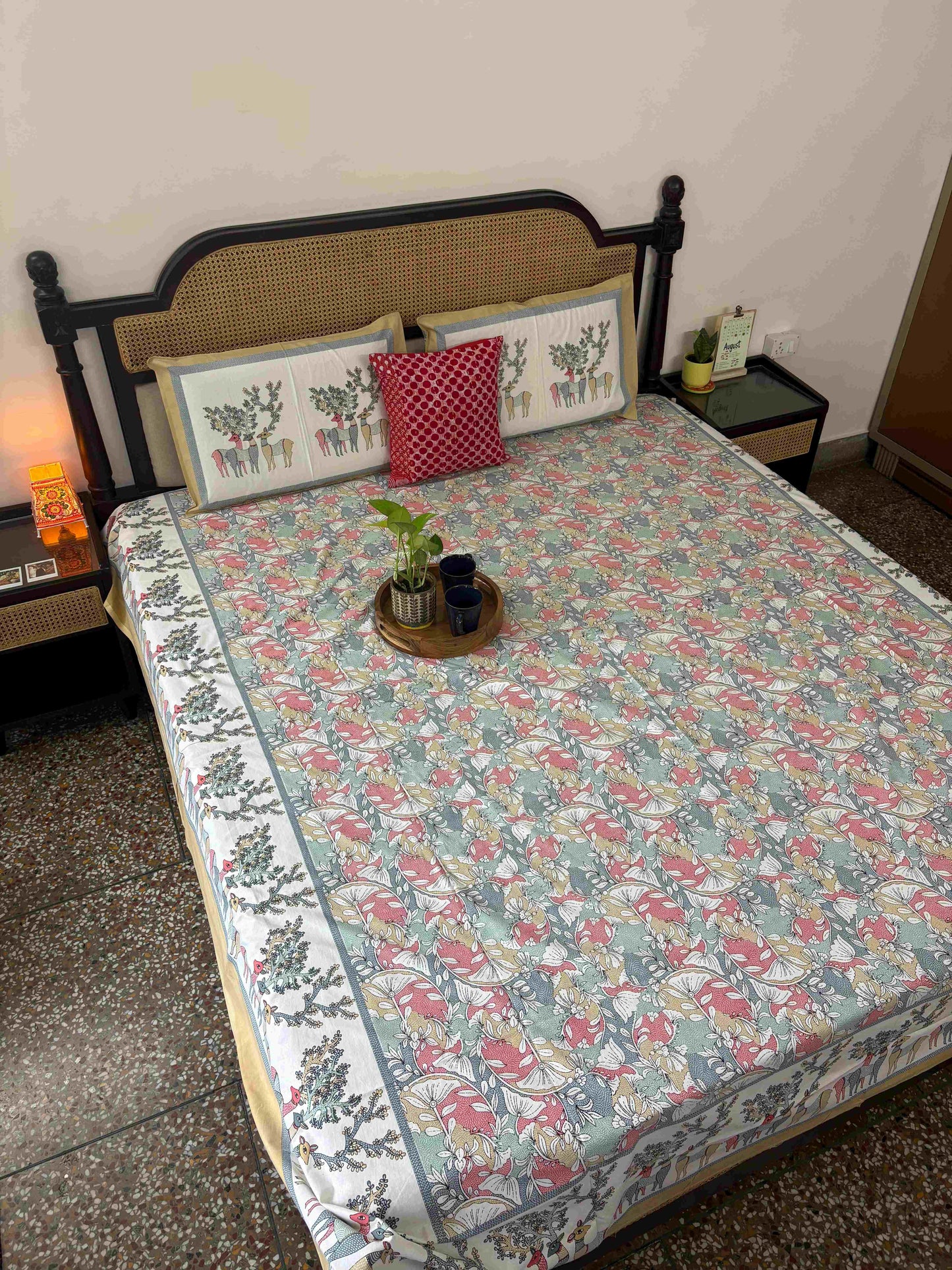 Hiran Pink - Flat I Fitted Bedsheet (90x108 Inches)