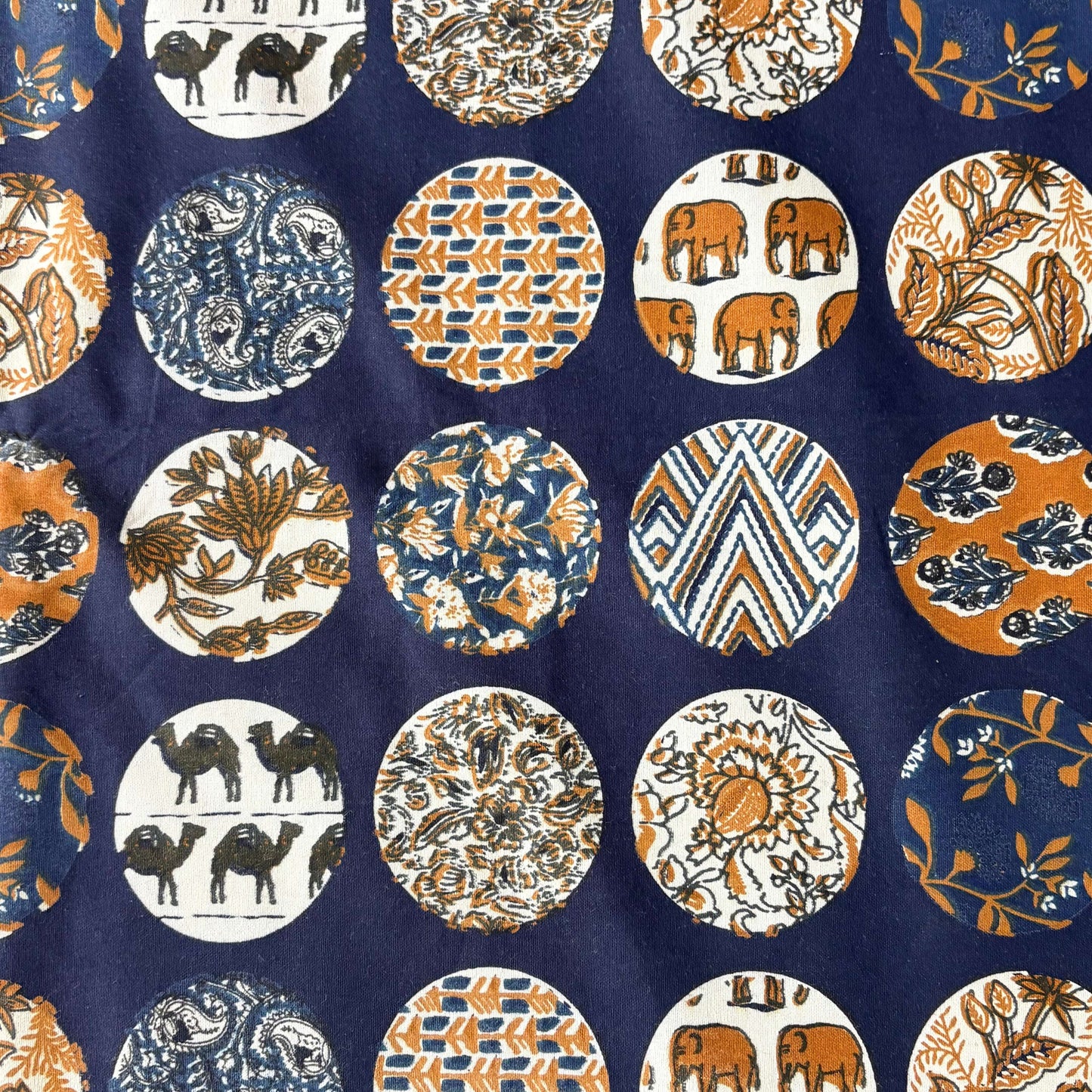 Khushrang Blue - Flat I Fitted Bedsheet (108x108 Inches)