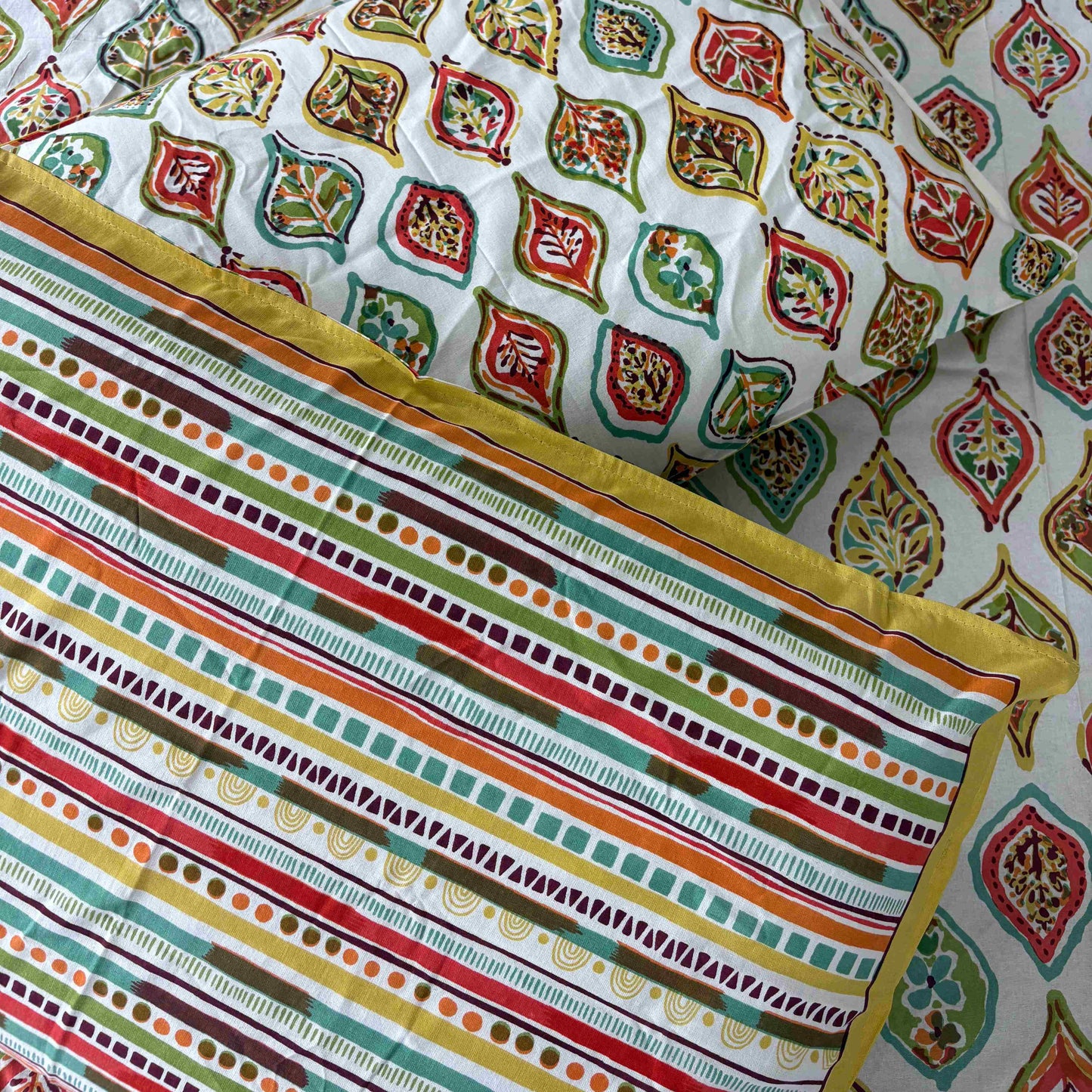 Candy Orange - Flat I Fitted Bedsheet (108x108 Inches)