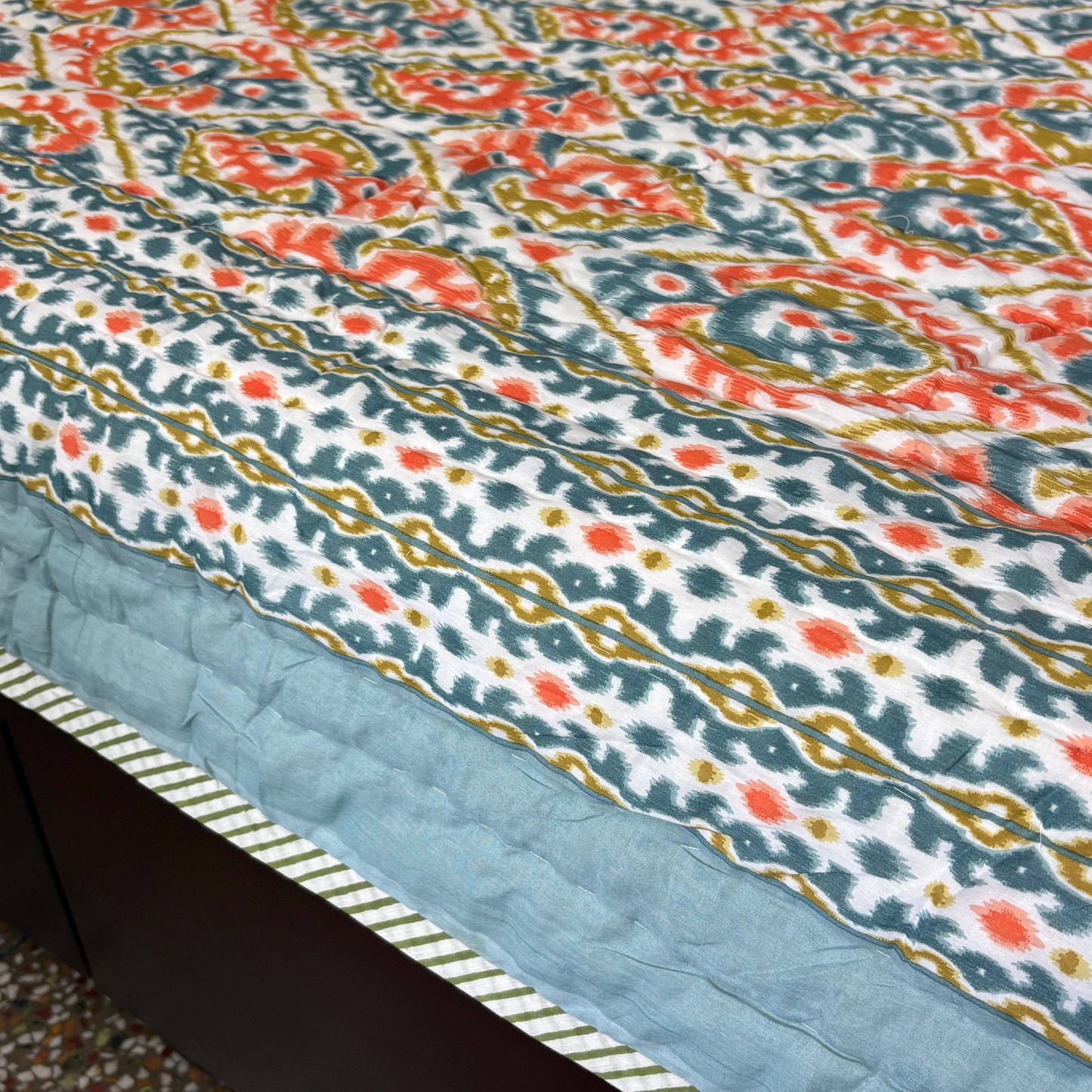 Ikkat Orange - Double Bed Razai/ Comforter