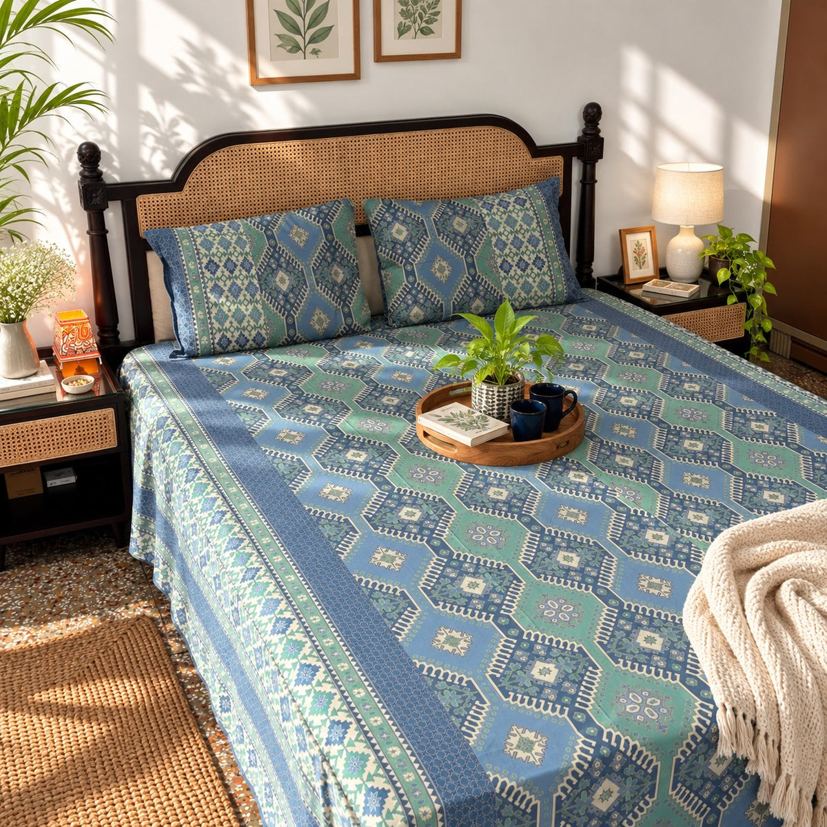 Festive Gold Edition - Blue Bedsheet (108x108 Inches)
