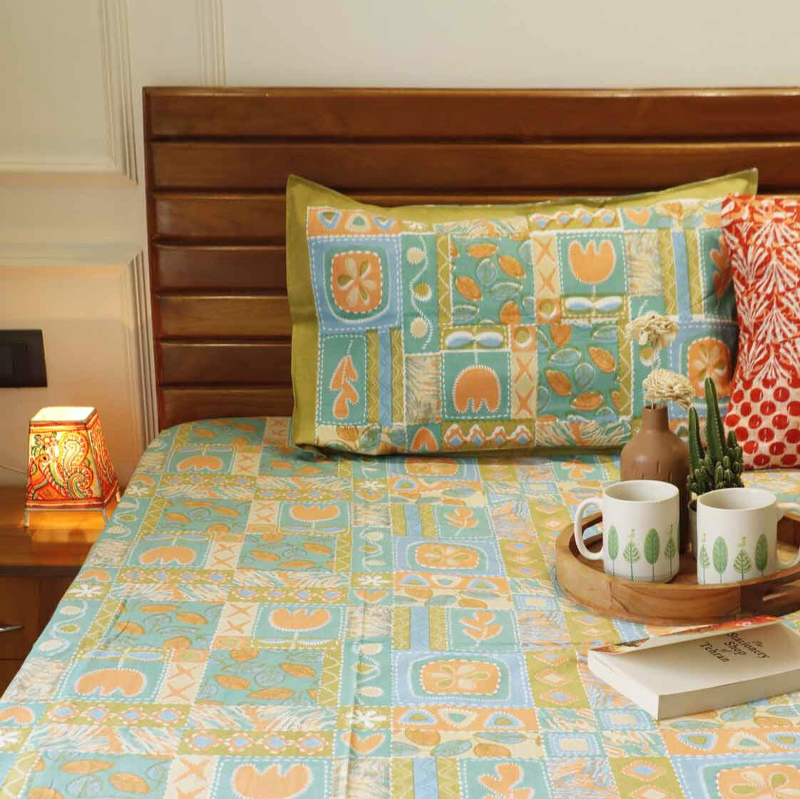 Abstract Orange - Flat I Fitted Bedsheet (100x108 Inches)