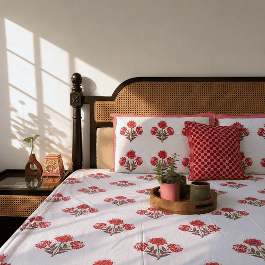 Gulistan Red - Flat I Fitted Bedsheet (108x108 Inches)