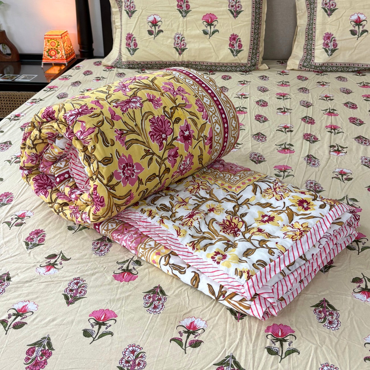 Baagh Yellow- Double Bed Razai/ Comforter