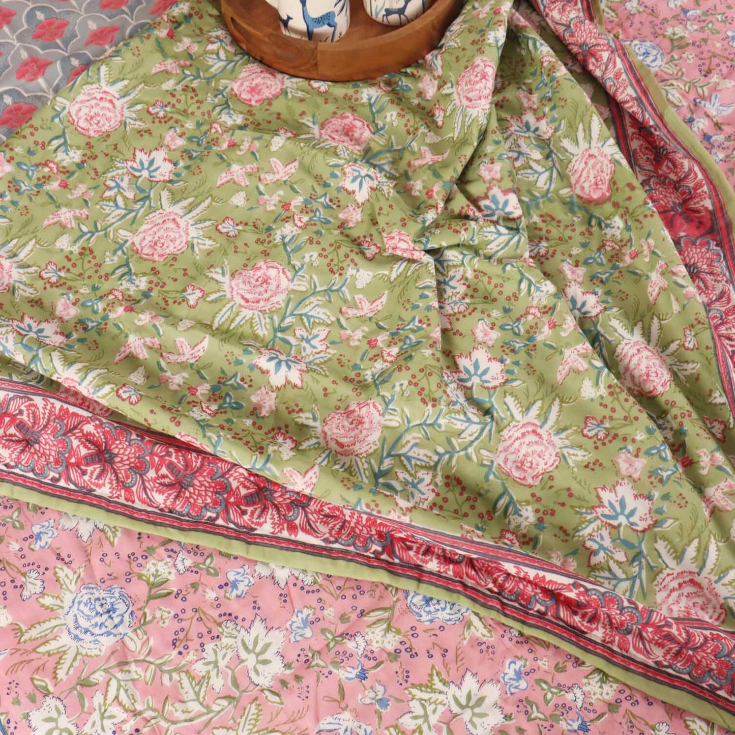 Double Bed Reversible Mul Dohar – Strawberry Menthol