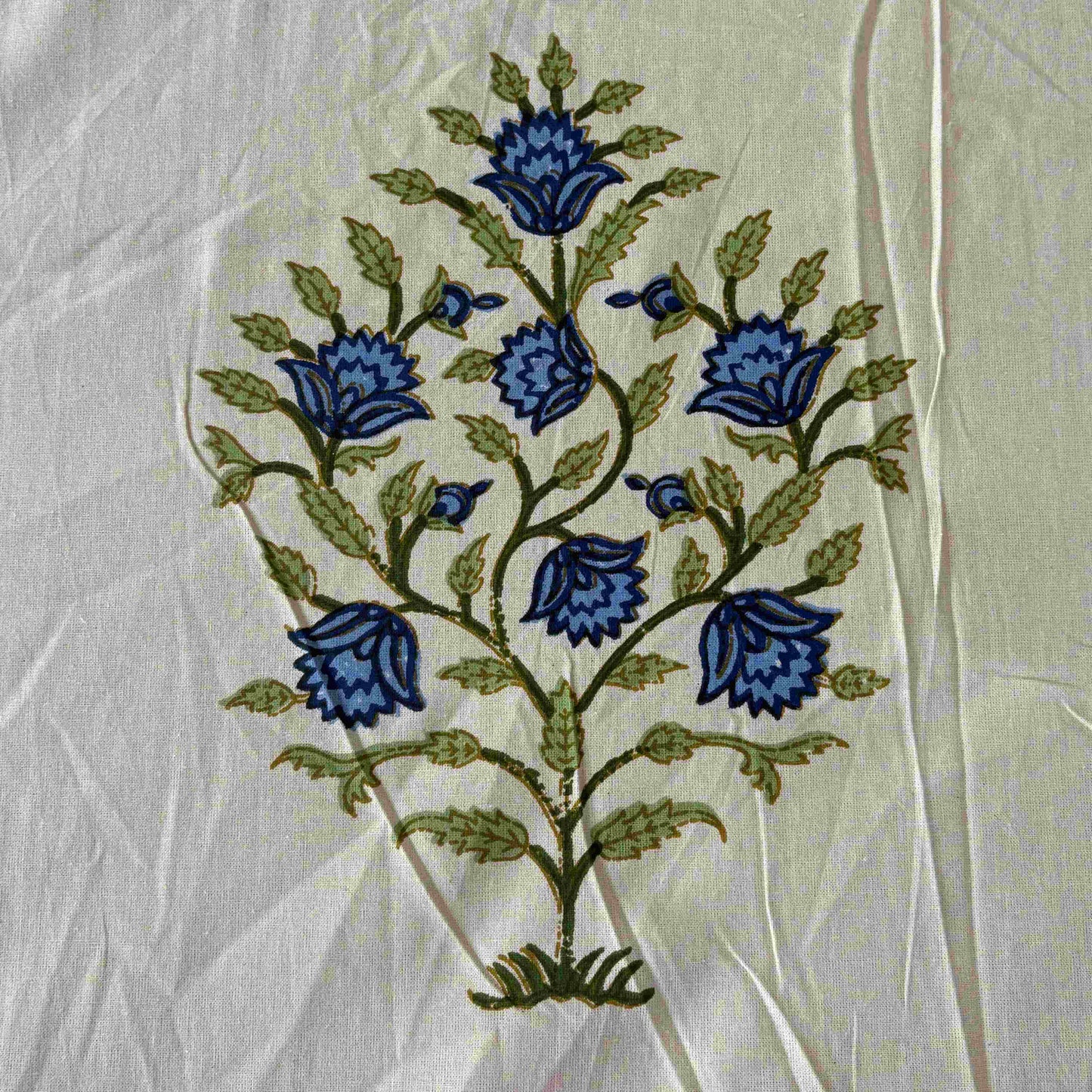 Zareen Blue - Flat I Fitted Bedsheet (108x108 Inches)