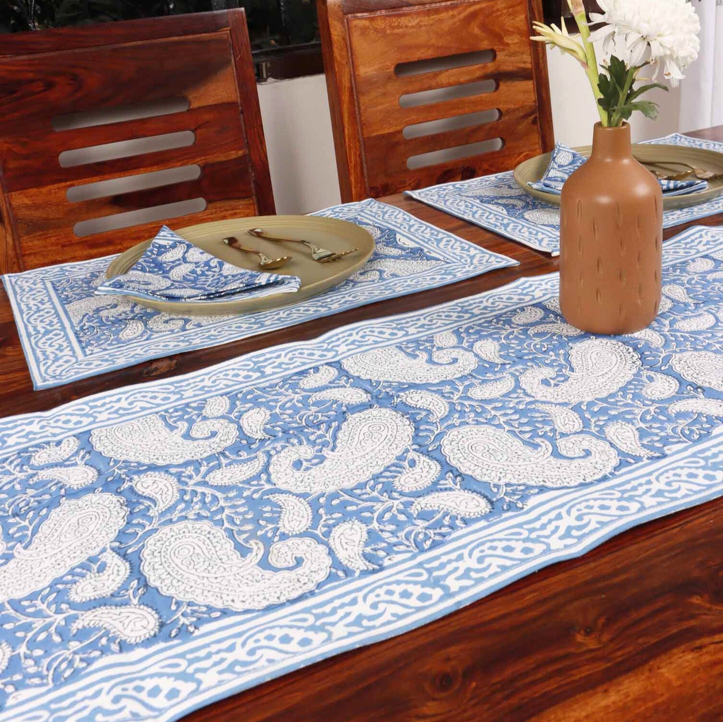 Neel Kamal - Hand Block Table Runner, Table Mats and Napkins