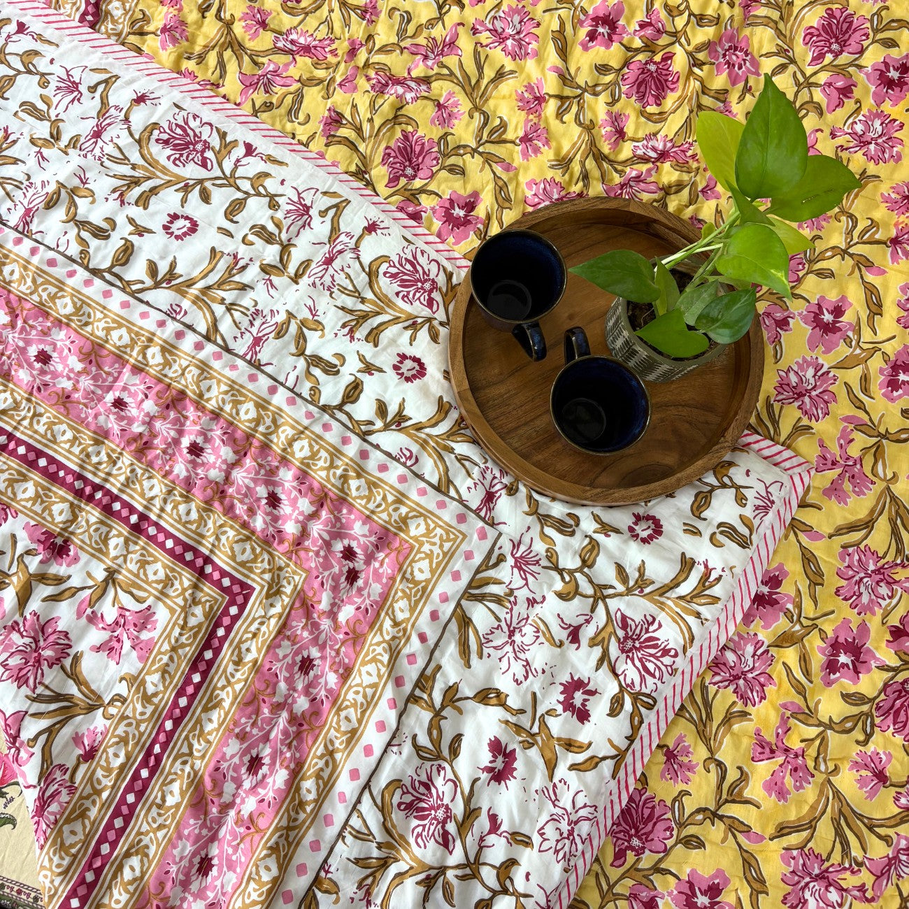 Baagh Yellow- Double Bed Razai/ Comforter