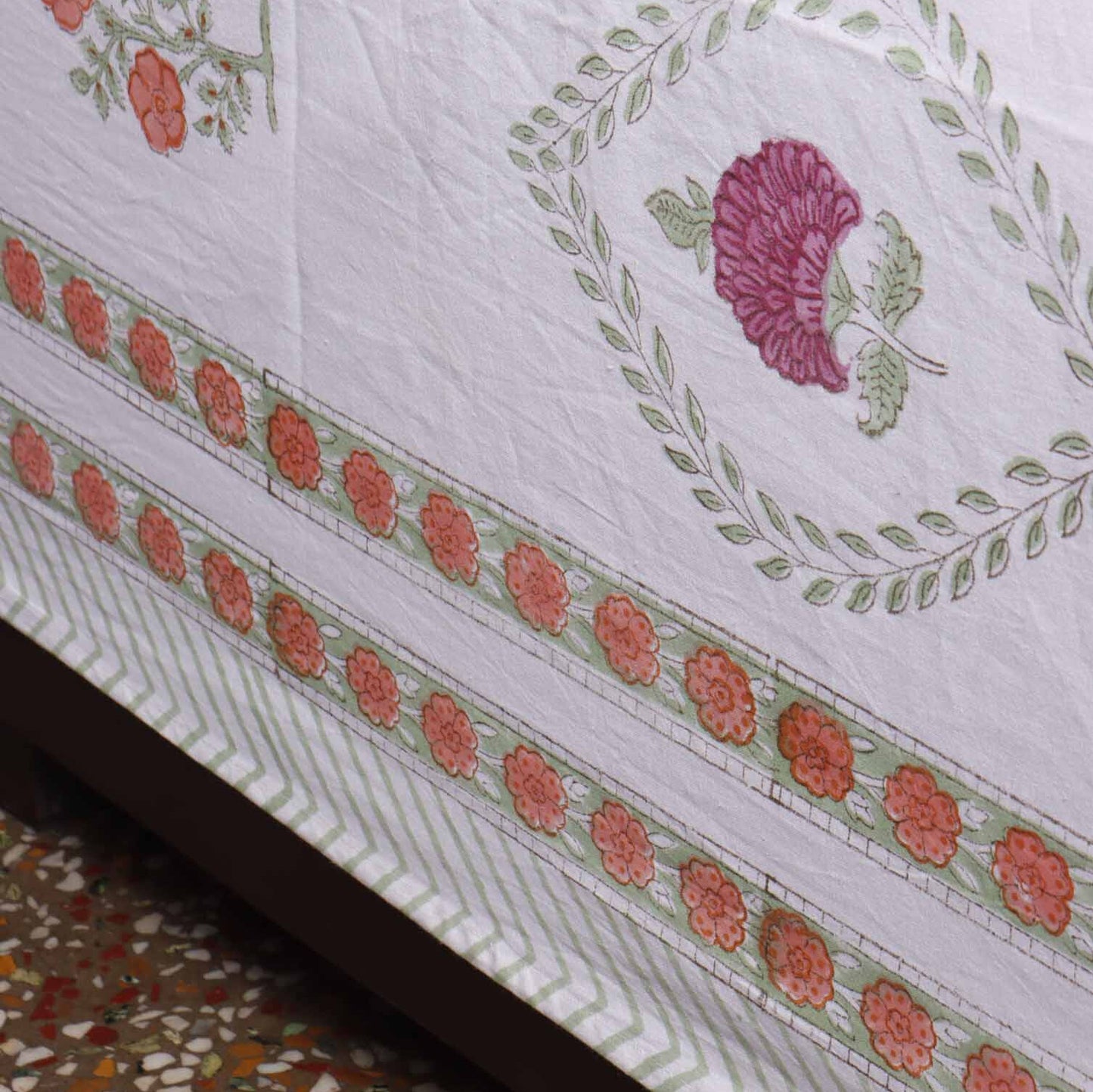 Rasbhari - Hand block Bedsheet (108x108 Inches)