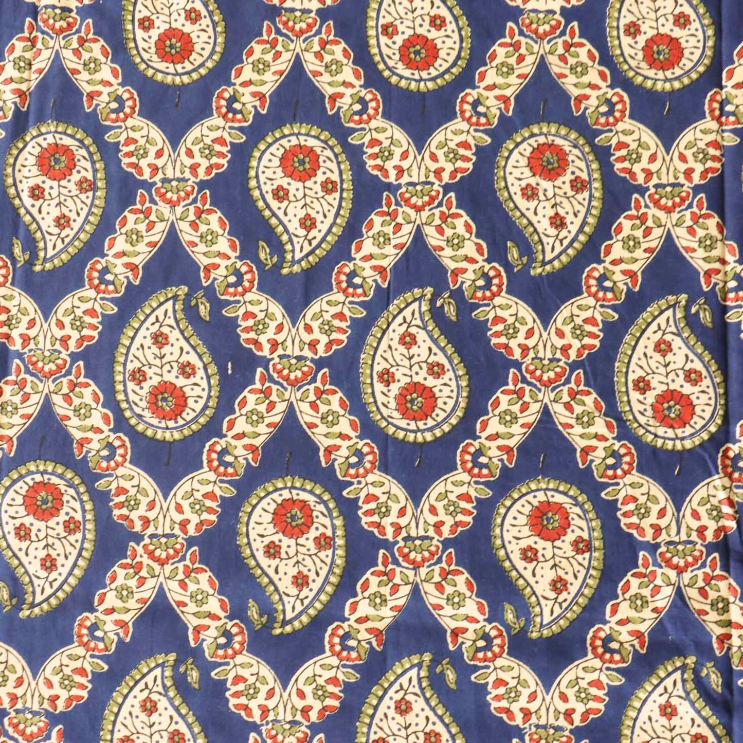 Kalamkari Neeli Booti - Flat I Fitted Bedsheet (108x108 Inches)