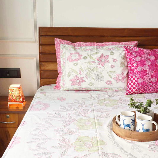 Crayons Pink - Flat I Fitted Bedsheet (108x108 Inches)