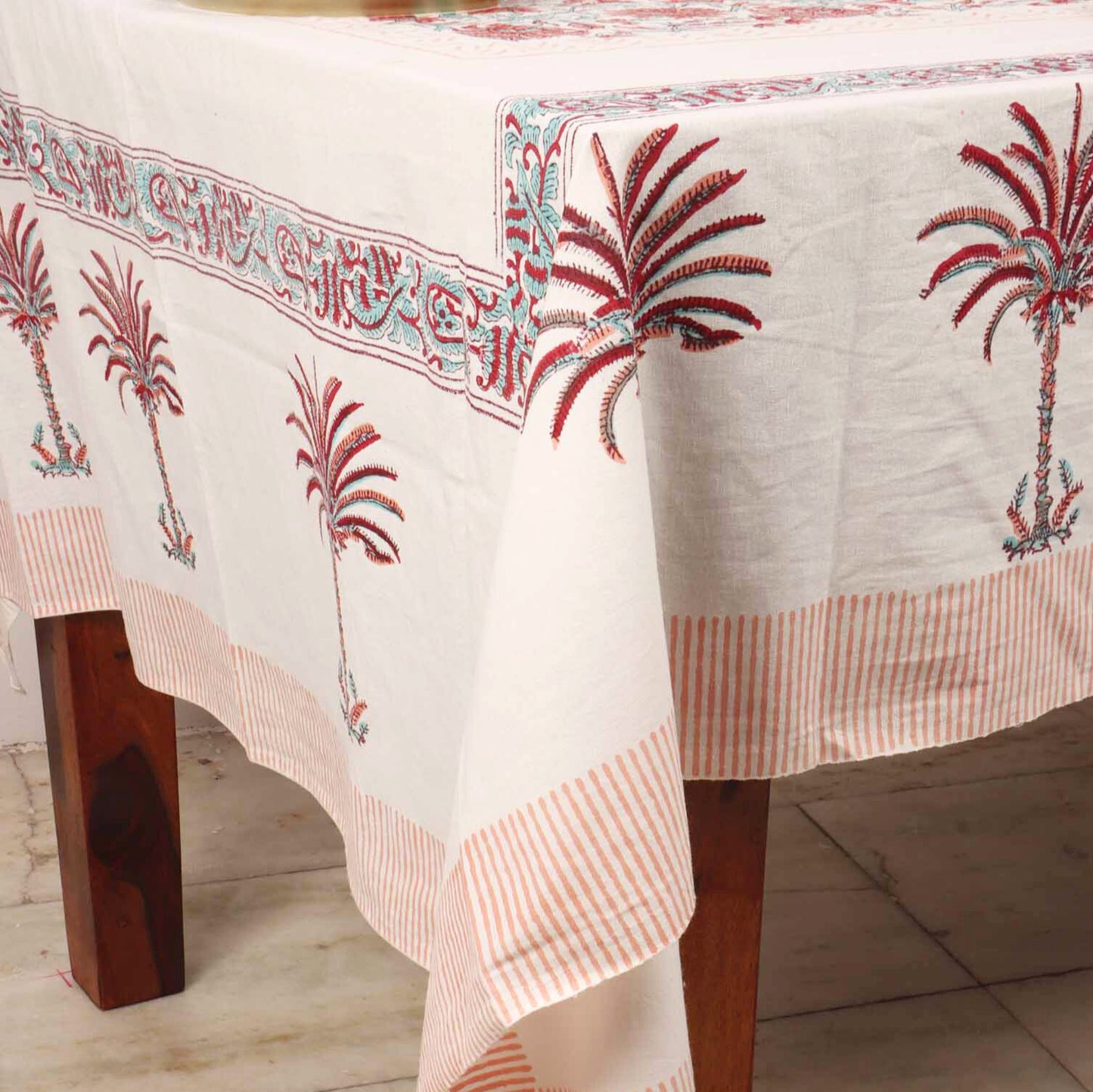 Kumudini  Hand Block Six seater Dining Table Cover With Napkin